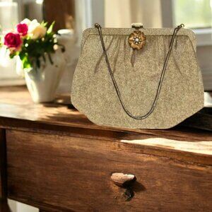 Vintage Ande' Matallic Gold Clutch Hand Bag